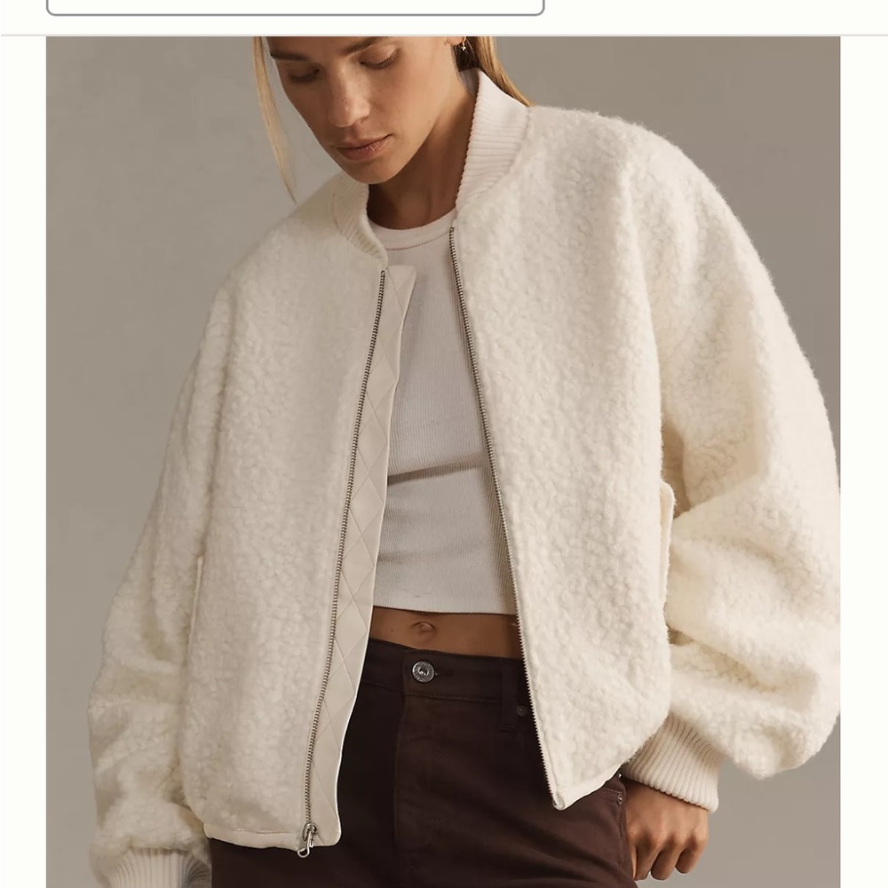 ANTHROPOLOGIE SHERPA BOMBER JACKET size S NWT